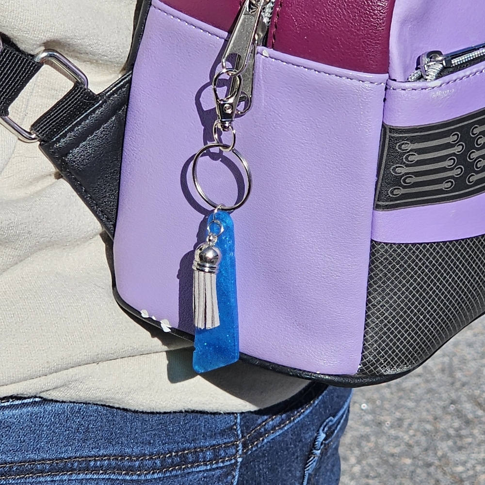 Handmade Beautiful Beacons Blue and Silver Purse Charm